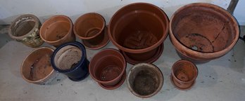 Assorted Lot Of 10 Terracotta Plant Pots