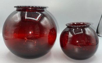 Anchor Hocking Royal Ruby Red Ball Vases - 2 Total