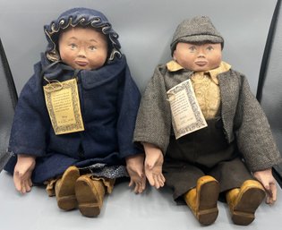 Maynard Arnett Reproduction Limited Edition Wooden Resin Dolls - Betsy & Patrick - 2 Total