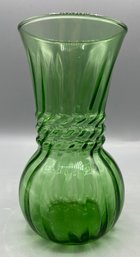 Anchor Hocking Forest Green Ribbed Glass Vase