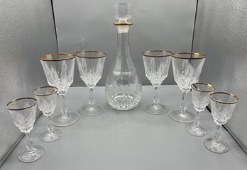 Etched Crystal Wine Glass Set With Decanter - 11 Pieces Total