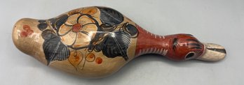 Hand Painted Pottery Duck - Made In Mexico