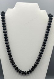 Gold-tone Black Beaded Costume Jewelry Necklace