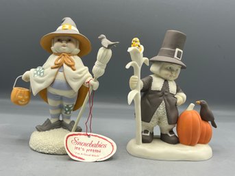 Department 56 Snowbabies Porcelain Figurines - 2 Total - Box Included - Give Thanks / I'm A Good Witch