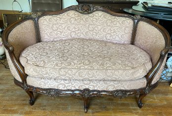 Vintage Wooden French Provincial Style Upholstered Sofa