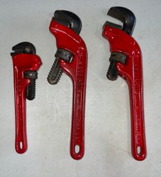 Ridgid 8 & 10 INCH Adjustable Pipe Wrenches - 3 Total