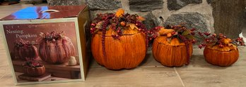 Decorative Nesting Pumpkin Set - 3 Total - Box Included