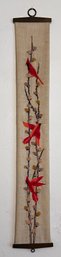 Red Cardinal Embroidered Scroll Wall Hanging