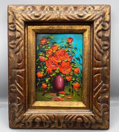 Artist Signed Oil On Canvas Framed - Rose Bouquet