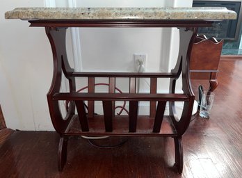 Solid Wood Marble-Top End Table