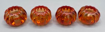 Glass Pumpkin Mini Taper Candlestick Holders- Set Of 4