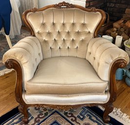 Solid Wood Tufted Cushioned Arm Chair