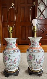 Decorative Asian Inspired Ceramic Table Lamps - 2 Total - Missing Shades
