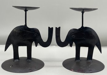 Decorative Metal Elephant Candle Holders - 2 Total - Made In India