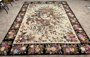 Handmade Needlepoint Floral Pattern Area Rug - 142 INCH X 105 INCH