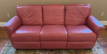 Natuzzi Pink Leather Manual Recliner Sofa