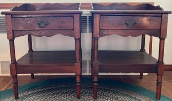 Solid Wood End Table With Drawer & Shelf - 2 Total