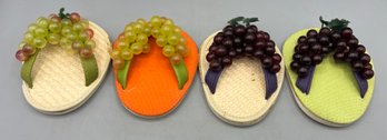 DrinkWear Grape Pattern Sandal Shaped Foam Coaster Set - 4 Total