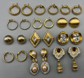Gold-tone Costume Jewelry Clip-on Earring Sets - 12 Sets Total
