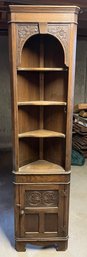 Vintage Carved Solid Wood Corner Cabinet With Storage