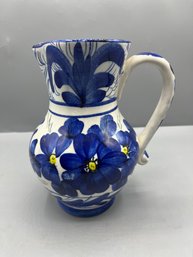 Hand Painted Ceramic Floral Pattern Pitcher