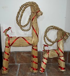 Straw Reindeer Holiday Decorations - 2 Total