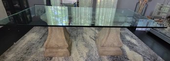 Glass Top Dining Table With Stone Base