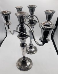 Pair Of Poole Silver Co. Candelabra Candle Stick Holders