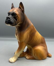 Hand Painted Porcelain Boxer Dog Planter Figurine