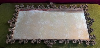 Foxed Vintage Floral Bronze Mirrored Tray