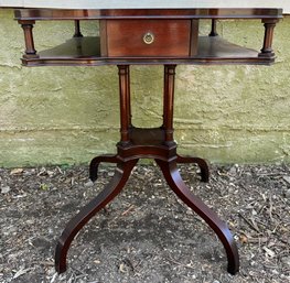 Solid Wood Pedestal End Table With Drawer