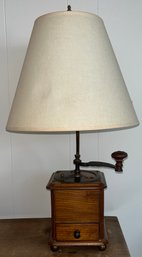 Vintage Wooden Coffee Grinder Converted Table Lamp