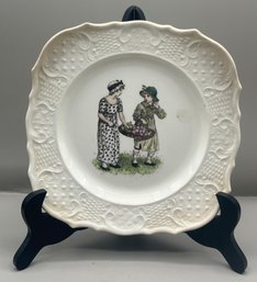 Kate Greenaway Hand Colored Lithograph Porcelain Plate