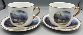 Teleflora Gift Thomas Kinkade Painter Of Light Porcelain Teacup Set - 2 Sets Total