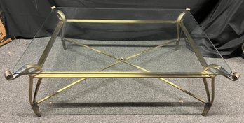 Glass-top Coffee Table With Brass-tone Metal Frame