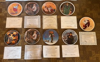 Edwin Knowles - Norman Rockwell Christmas Collection Fine China Collector Plates - 9 Total - COA Included