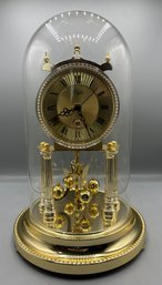 Nisshin Clock Co. Elgin Magic Eye Plastic Battery Operated Pendulum Mantle Clock With Glass Dome