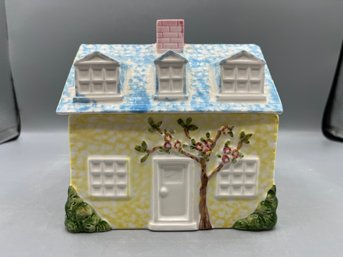 Pier 1 Hand Painted Collectible House Canister