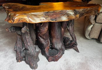 Mid Century Live Edge Slab Table