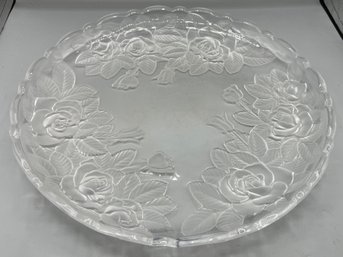 Frosted Crystal Floral Pattern Serving Platter