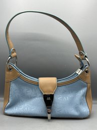 Anne Klein Blue & Beige Baguette Bag
