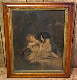 Vintage L. Prang And Co. Framed Lithograph Print - Two Friends