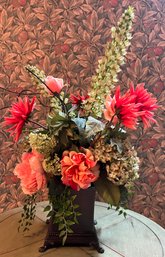 Faux Centerpiece Floral Arrangement With Metal Planter