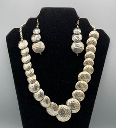 925 Silver Necklace With Matching Earring Set - 2.59 OZT Total