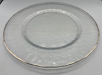 Glass Serving Platter With Silver Rim