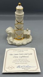 Lenox Ivory And Gold China Lighthouse Figurine - Box Included