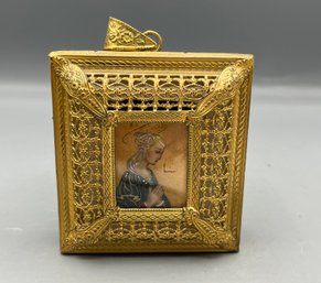 Antique Reuge Hand Painted Religious Figural Music Box / Pendant