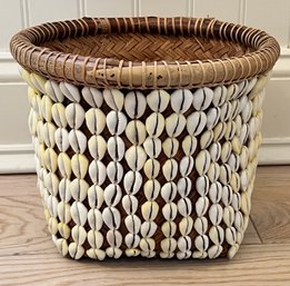 Wicker Seashell Waste Basket