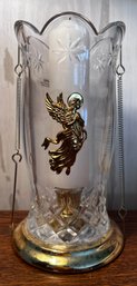 Bohemian Crystal Candle Holder With Golden Angel Made In The Czech Republic