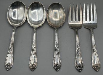 Sterling Serving Spoons & Forks - 5 Total - 19.33 OZT Total